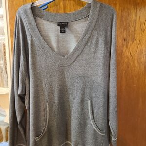 Lane Bryant Gray V-Neck Top